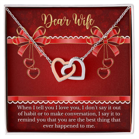 Gift For Wife - Anniversary Gift For Soulmate Interlocking Hearts Necklace