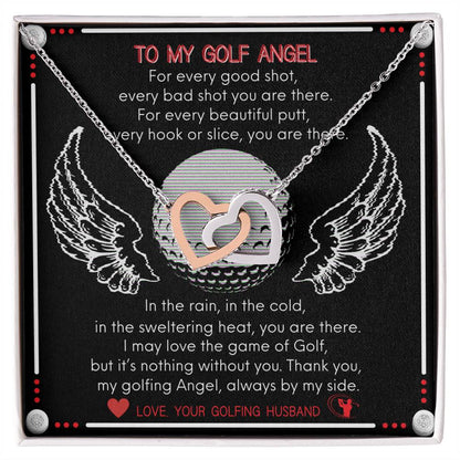 To My Golf Angel - Never Ending Love Necklace - From Your Golfing Husband Interlocking Hearts Necklace