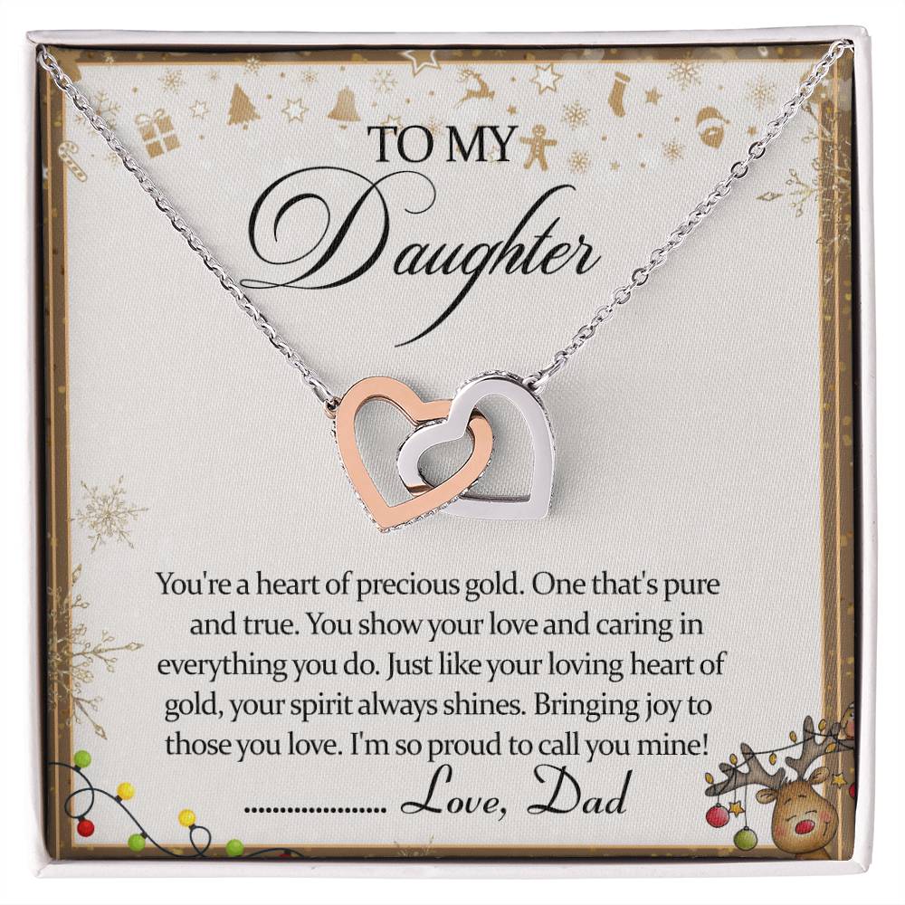 To My Daughter Interlocking Hearts Necklace Message Card