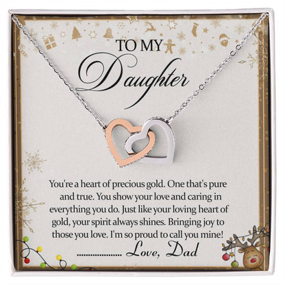 To My Daughter Interlocking Hearts Necklace Message Card