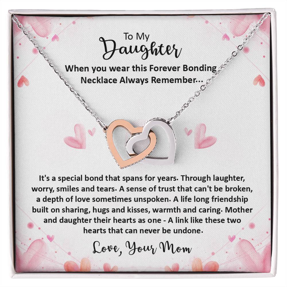 Forever Bonding Necklace - To My Daughter Interlocking Hearts Necklace