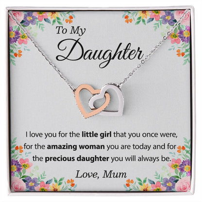 To My Daughter Necklace From Mom - Mother Daughter Necklace Set Of Interlocking Hearts Necklace