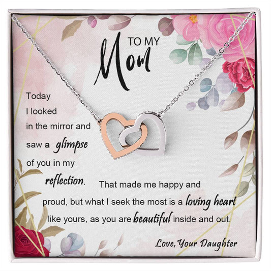 Limited Quantity Mother'S Day Gifts From Daughter Birthday Gifts For Mom Reflection Interlocking Hearts Necklace