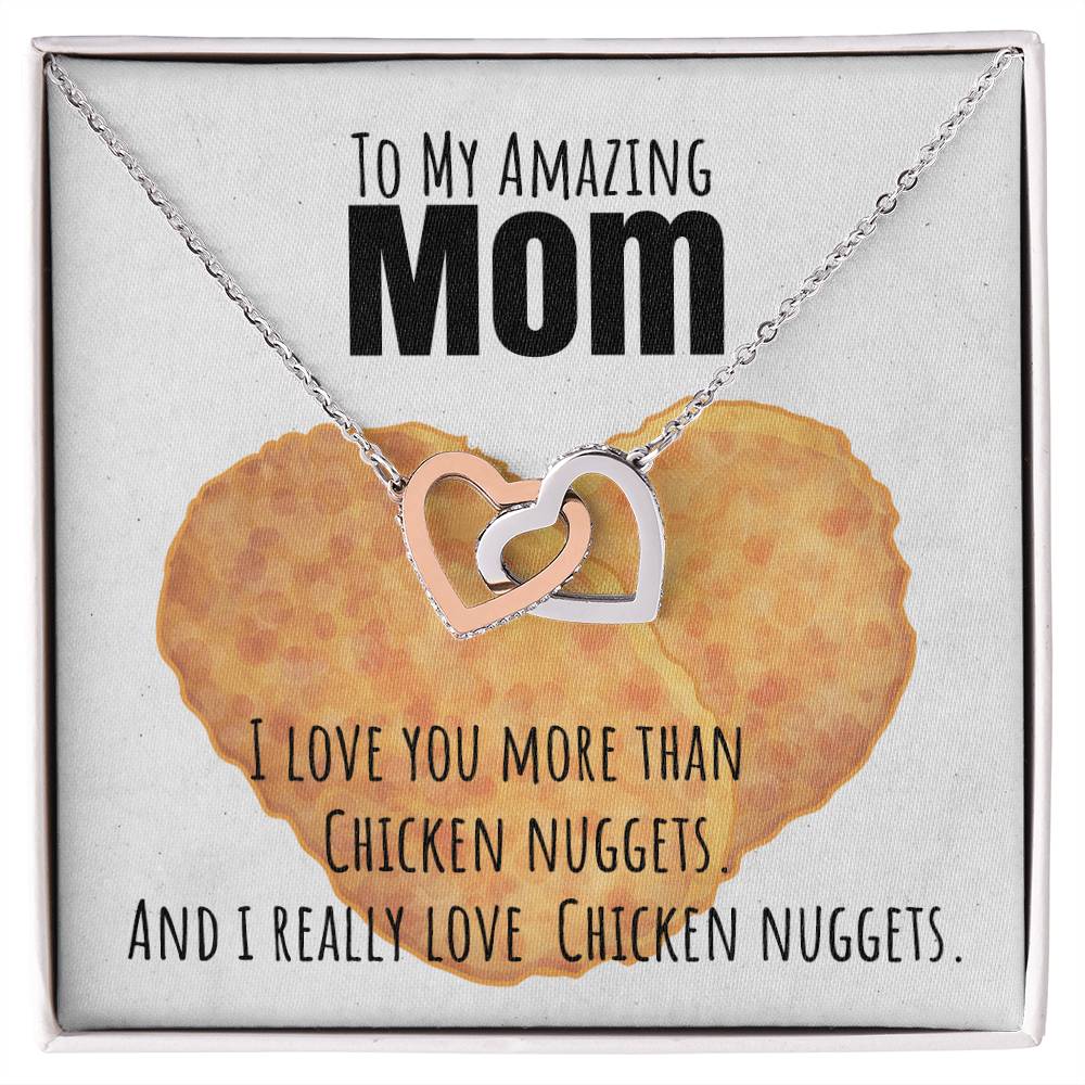 I Love You More Than Chicken Nuggets Interlocking Hearts Necklace
