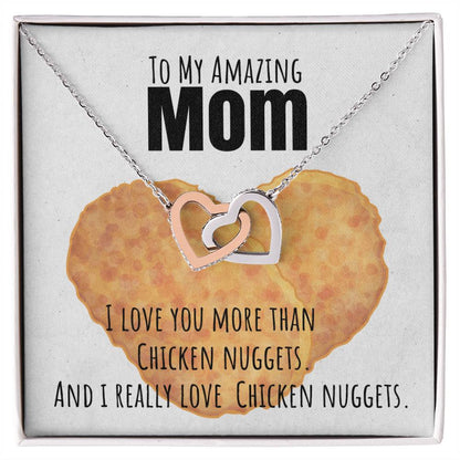 I Love You More Than Chicken Nuggets Interlocking Hearts Necklace