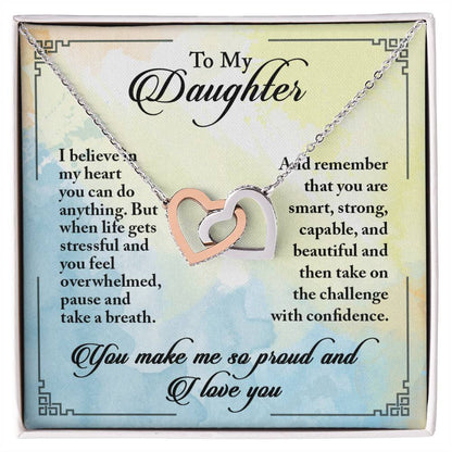 My Daughter Smart Strong Capable Beautiful - Linked Hearts Necklace Interlocking Hearts Necklace