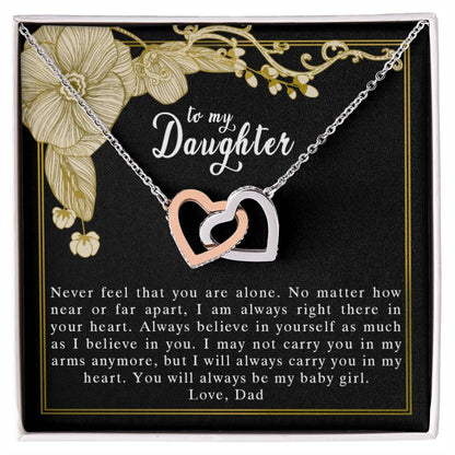 To My Daughter Love Dad Interlocking Hearts Necklace