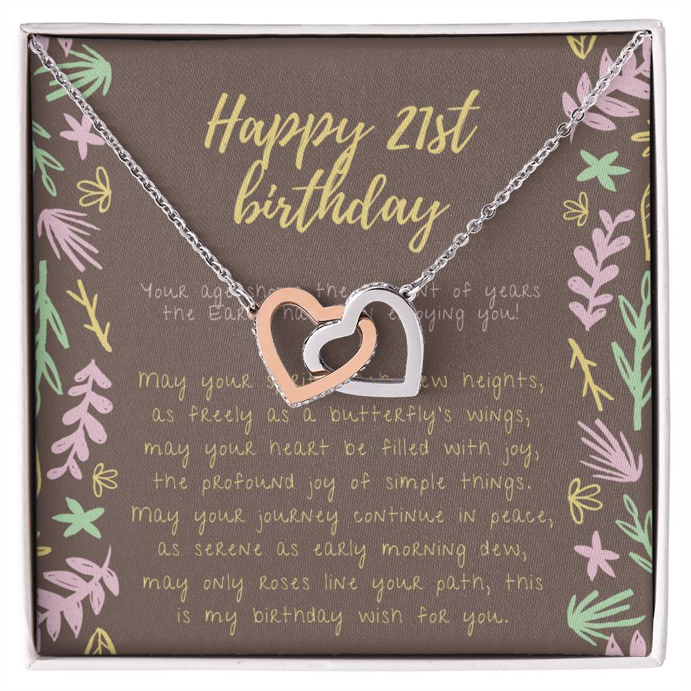 Happy 21St Birthday Necklace 21St Birthday Gift For Her 21St Birthday Gift For Women 21St Birthday Gift Necklace Happy 21St Birthday Friend 21St Birthday Gift 21 Interlocking Hearts Necklace