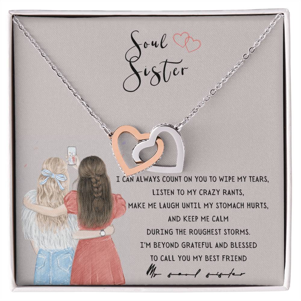 Soul Sister - Joined Hearts Necklace Interlocking Hearts Necklace