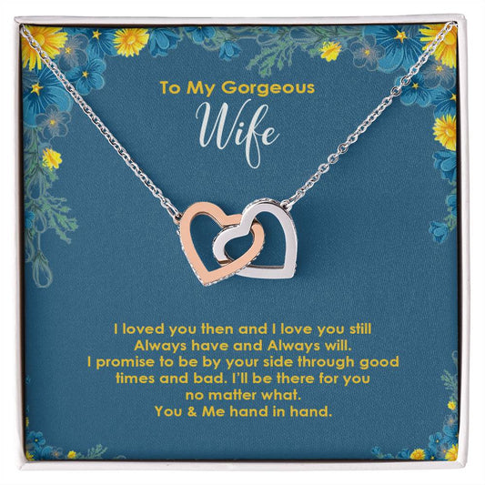 To My Georgous Wife Interlocked Necklace Interlocking Hearts Necklace