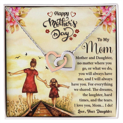 Mother And Daughter Twin Hearts Necklace Interlocking Hearts Necklace