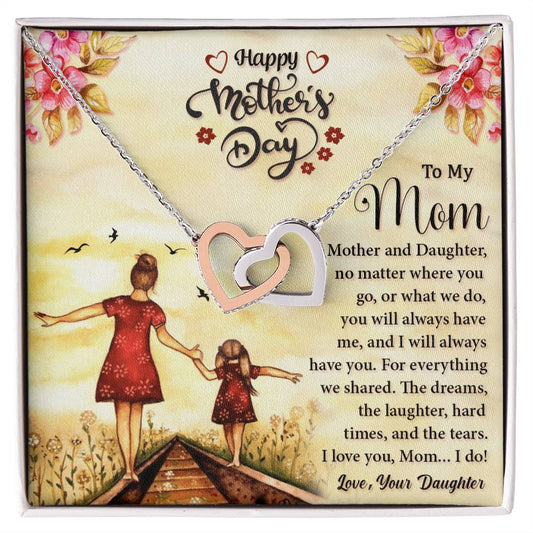 Mother And Daughter Twin Hearts Necklace Interlocking Hearts Necklace