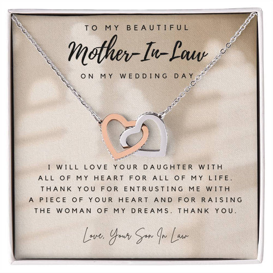 Mother Of The Bride Gift From Groom Mother In Law Gift On Wedding Day From Groom Gifts For Mother Of The Bride Future Mother-In-Law Interlocking Hearts Necklace