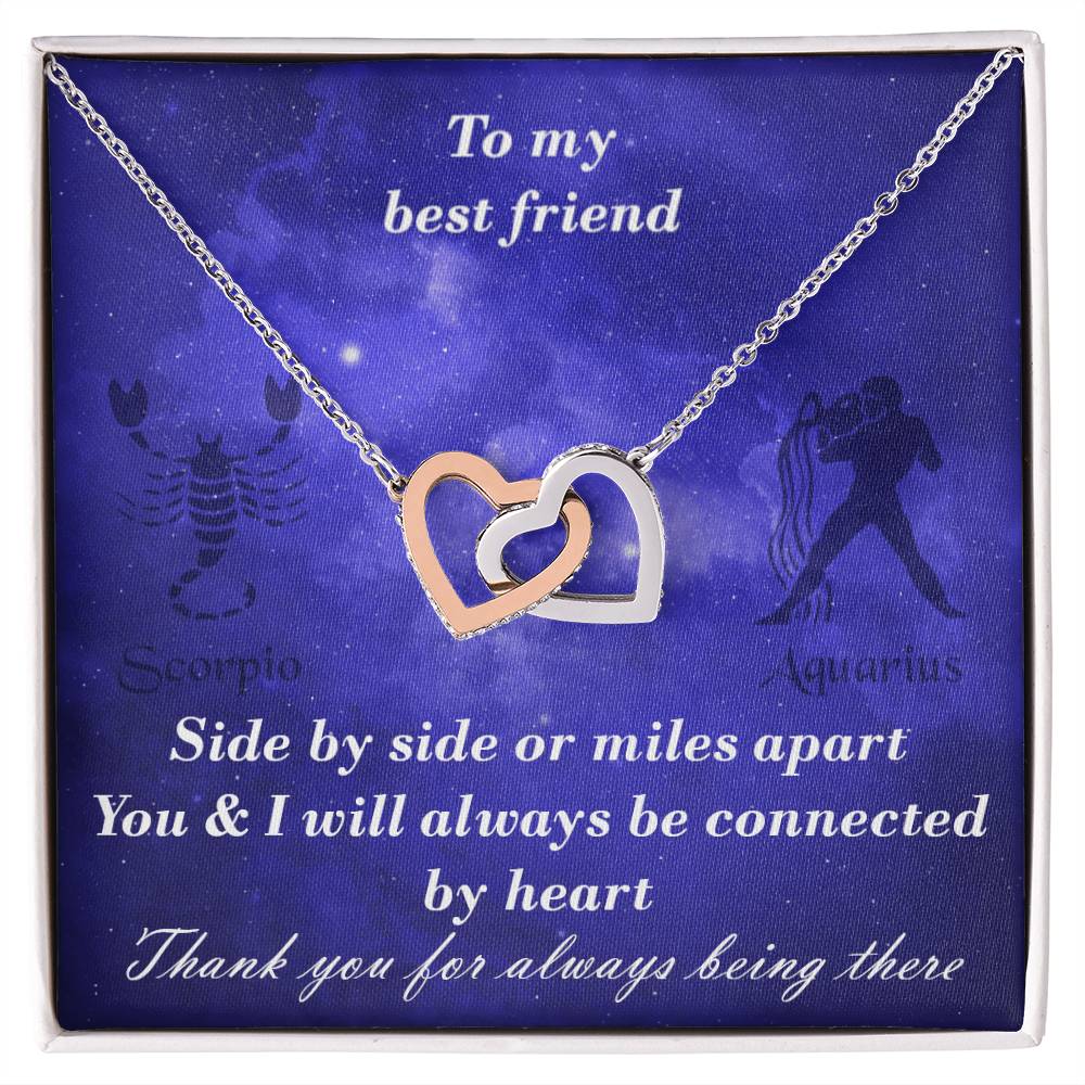 Sagittarius To Aquarius Best Friend Interlocked Hearts Necklace Interlocking Hearts Necklace