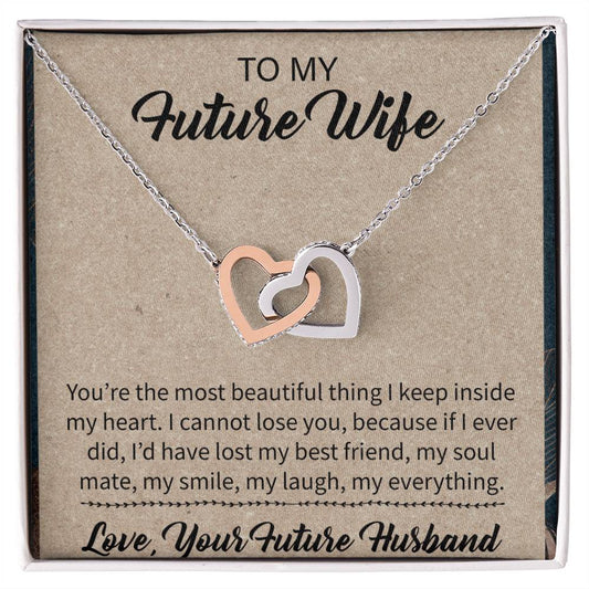 To My Future Wife Interlocking Hearts Necklace Message Card