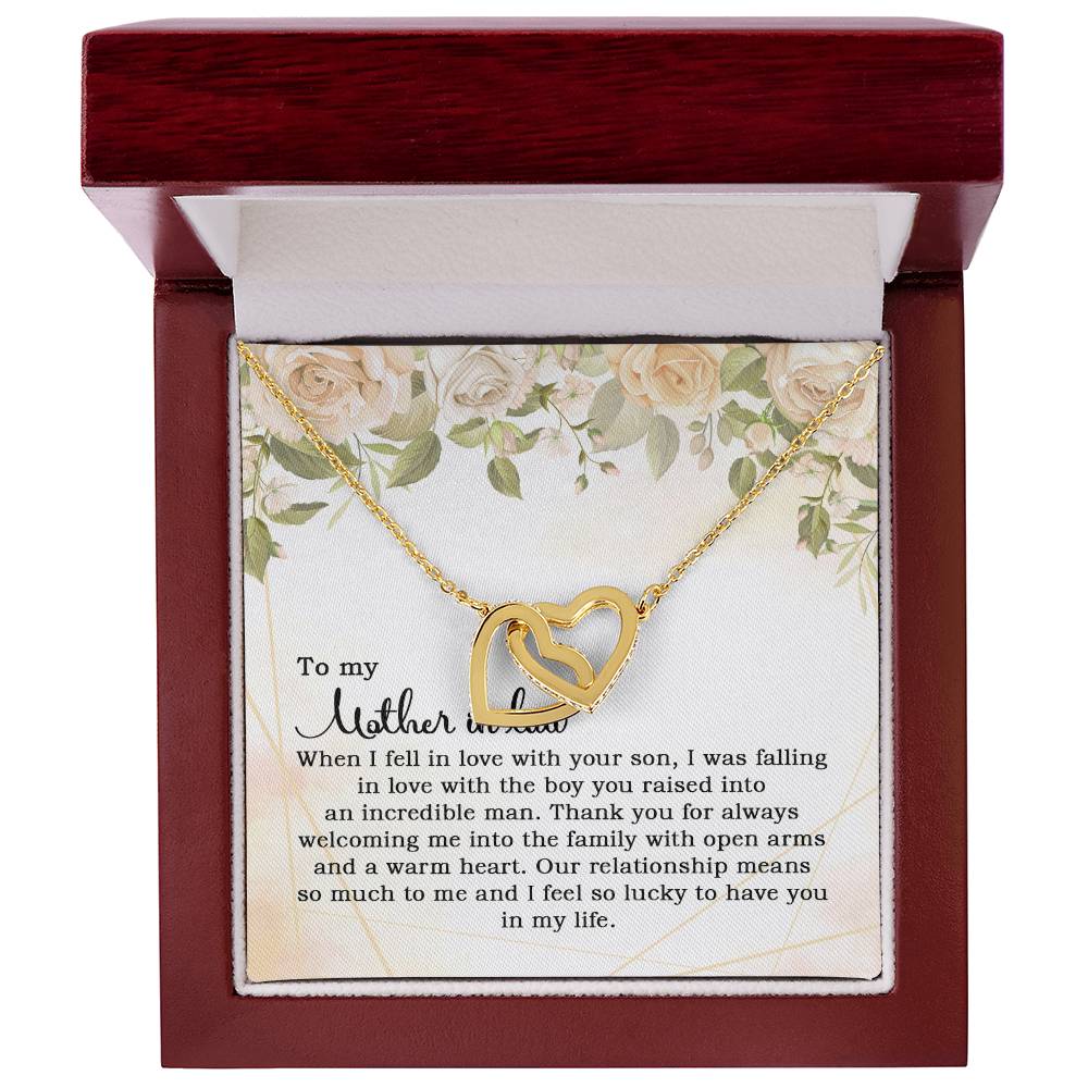 To My Mother In Law When I Fell In Love With Your Son Interlocking Hearts Necklace