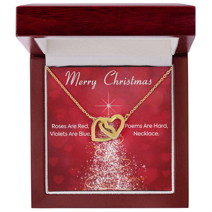 Roses Are Red Violets Are Blue Poems Are Heard Necklace. Christmas Gift Xmas Necklace Gift Interlocking Hearts Necklace