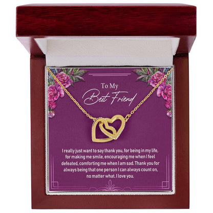 To My Best Friend Interlocking Hearts Necklace Birthday Gift