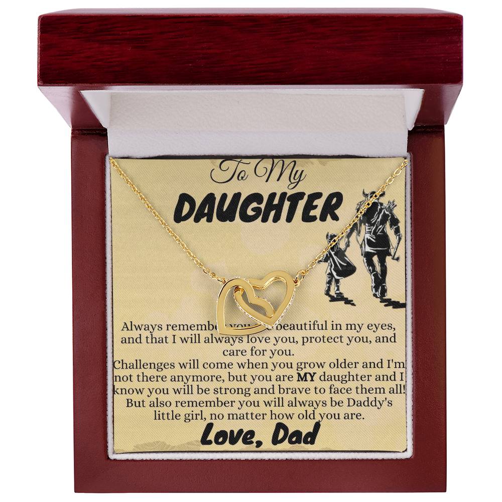 To My Lovely Daughter - Interlocking Hearts Necklace