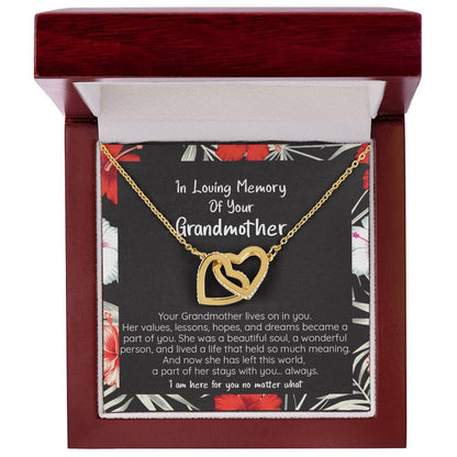 Loss Of Grandmother She Lives On In You Connected Hearts Forever Necklace Interlocking Hearts Necklace