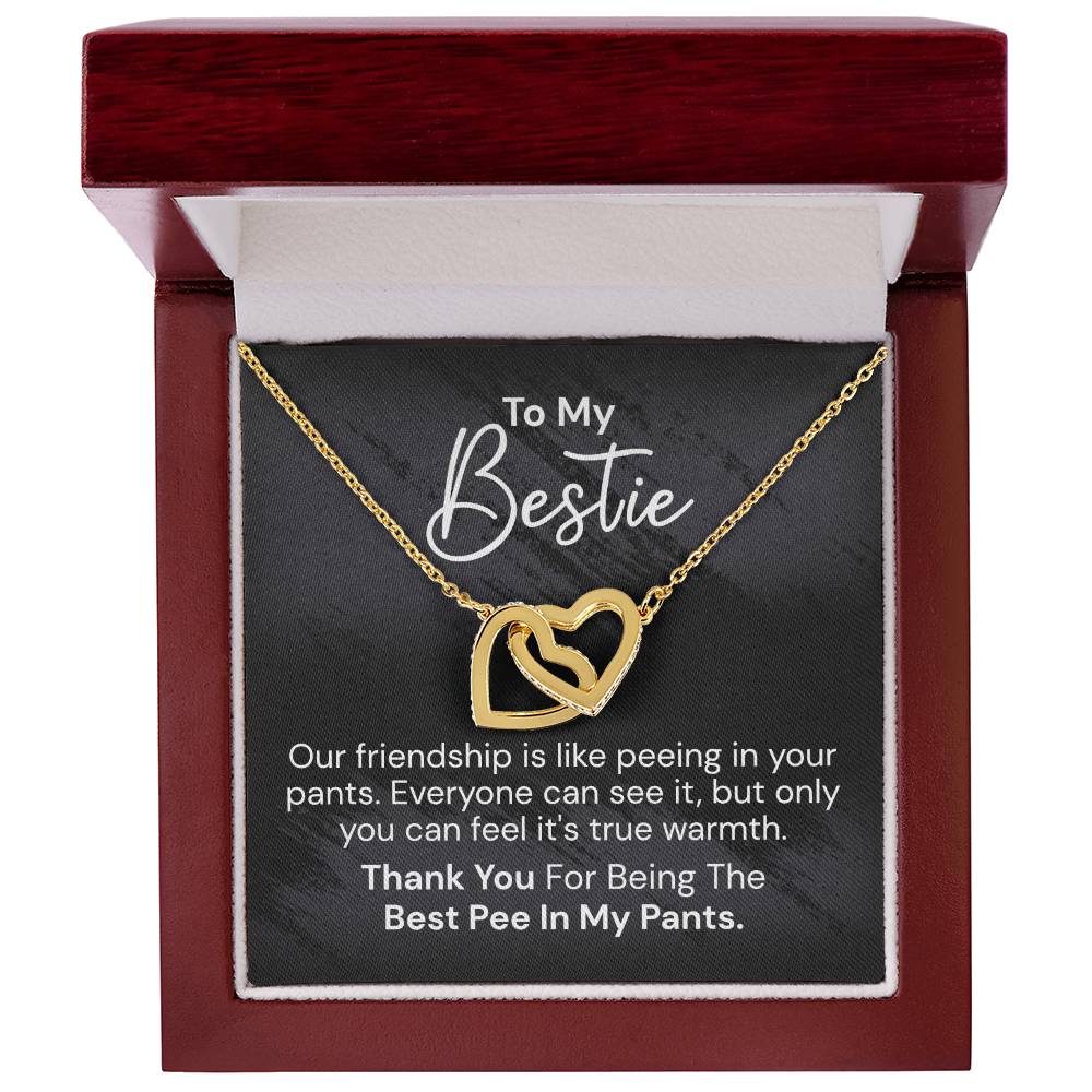 To My Bestie - Our Friendship Is Like Peeing - Interlocked Hearts Necklace Interlocking Hearts Necklace