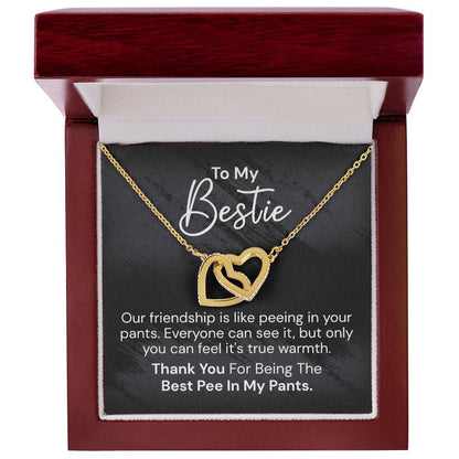 To My Bestie - Our Friendship Is Like Peeing - Interlocked Hearts Necklace Interlocking Hearts Necklace