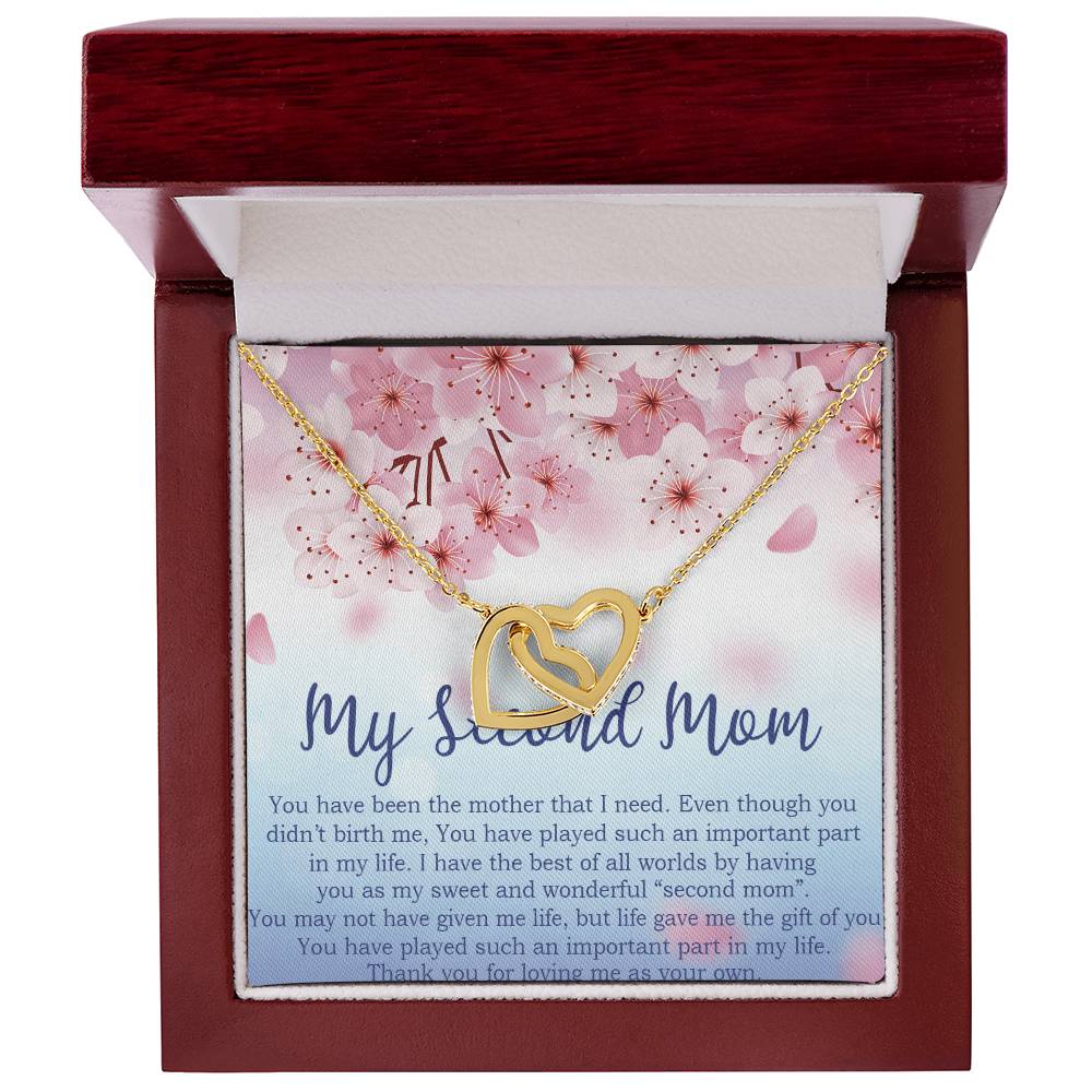 To My Second Mom Gifts Interlocking Hearts Necklace -