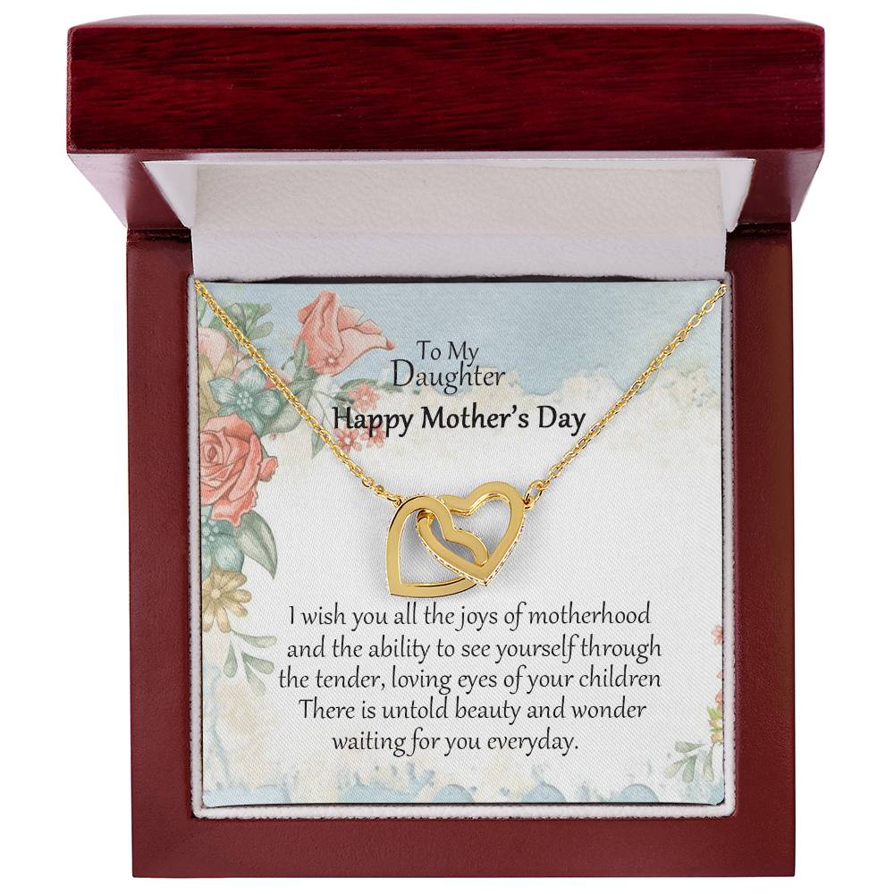 To My Daughter - Happy Mother'S Day - Interlocking Hearts Necklace - Gift For Daughter