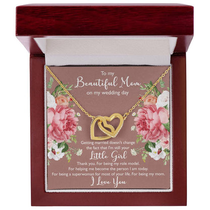 To My Beautiful Mom On My Wedding Day Interlocking Hearts Necklace