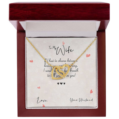 To My Wife Necklace From Husband Interlocking Hearts Necklace
