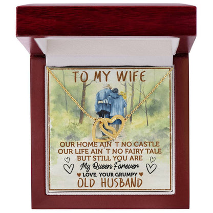 To My Wife - My Queen Forever Interlocking Hearts Necklace