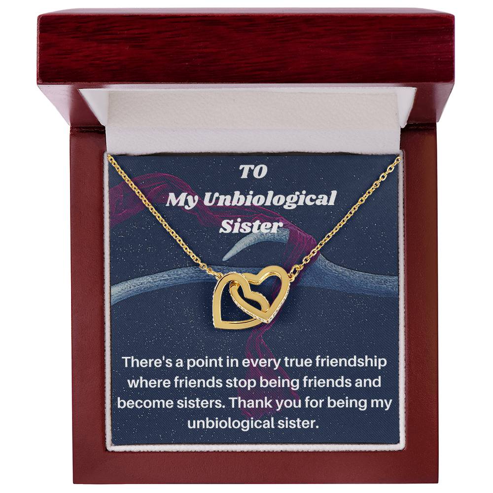 Unbiological Sister Gift Best Friend Necklace Big Little Sorority Soul Sister Bridesmaid Gift 14Kt Gold Filled Interlocking Hearts Necklace