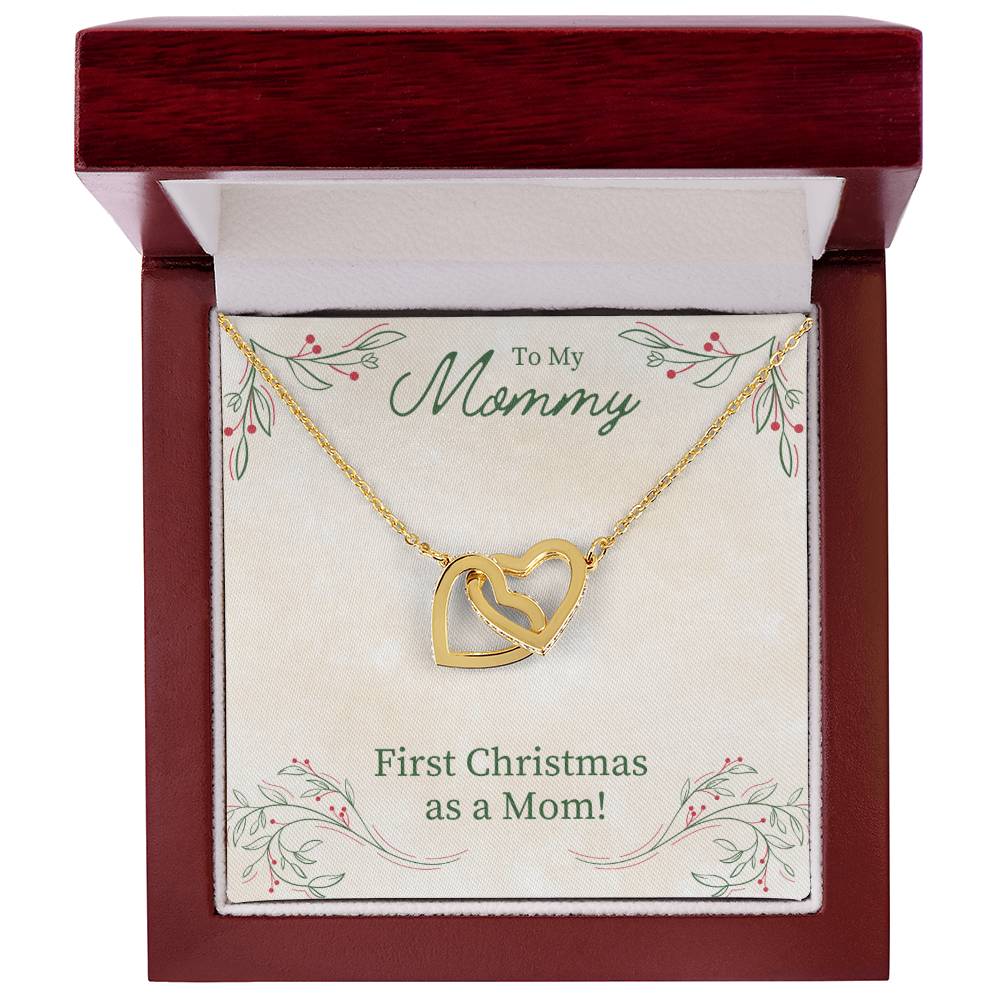 To My Mommy - First Christmas As A Mom - Interlocking Heart Necklace Interlocking Hearts Necklace