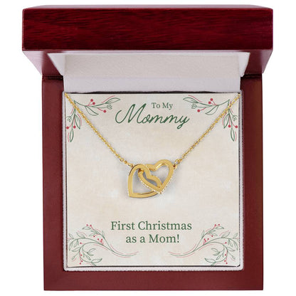 To My Mommy - First Christmas As A Mom - Interlocking Heart Necklace Interlocking Hearts Necklace
