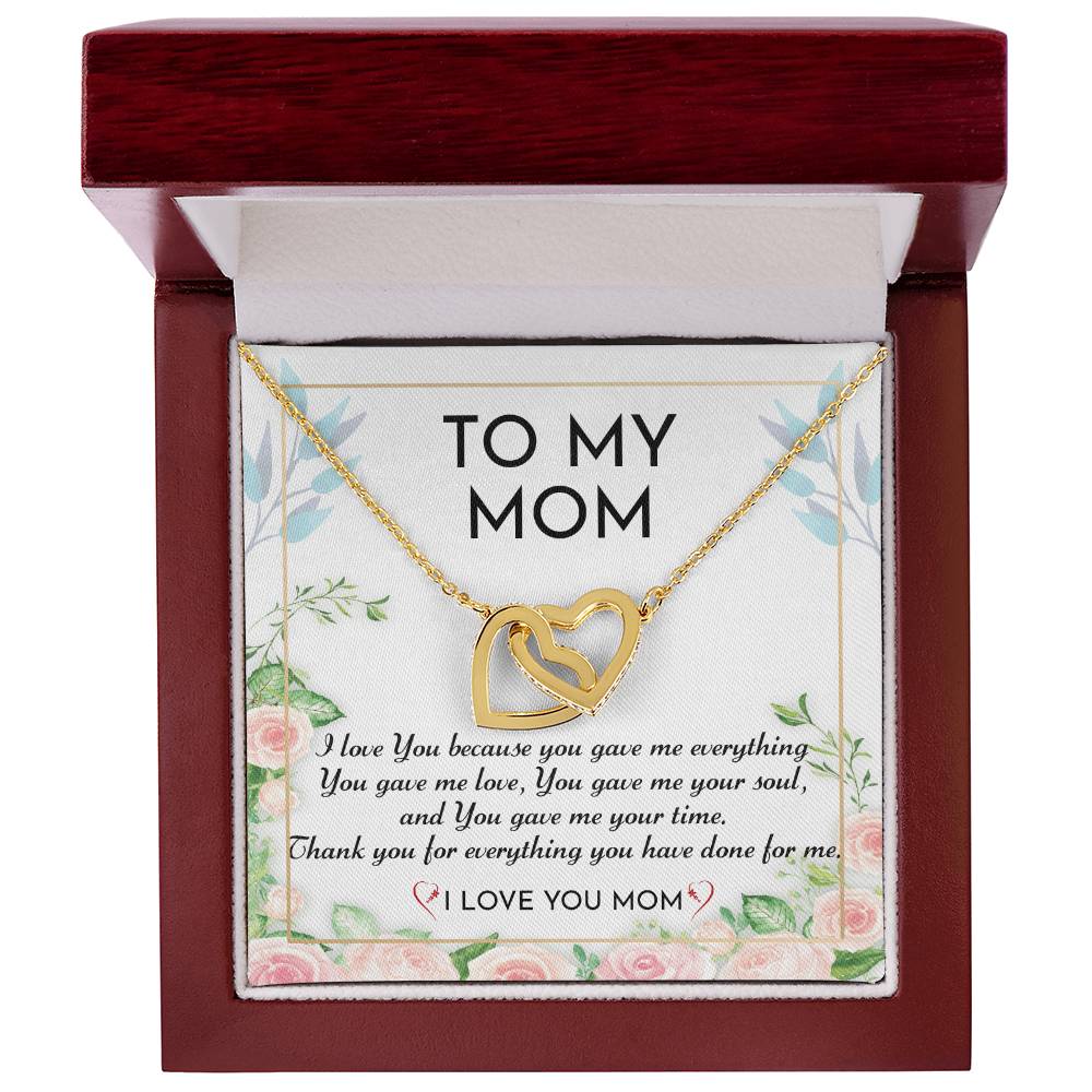 To My Mom - I Love You - Interlocking Hearts Necklace