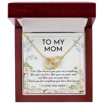 To My Mom - I Love You - Interlocking Hearts Necklace