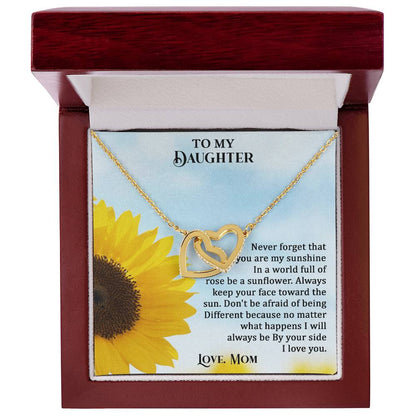To My Daughter - No Matter What I Will Always Be By Your Side - Necklace Interlocking Hearts Necklace