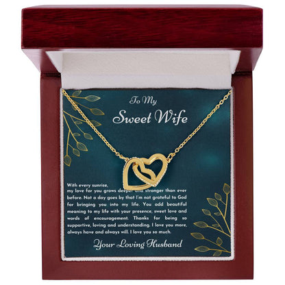 Gift For Wife With Every Sunrise Interlocking Hearts Necklace