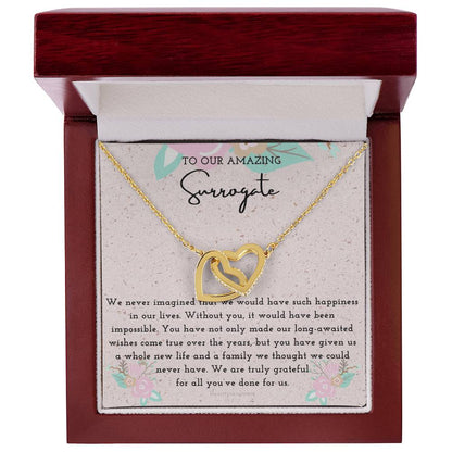 Surrogate Appreciation Gift Surrogate Gift Surrogate Gift With Message Card Surrogate Transfer Day Thank You Gift Interlocking Hearts Necklace