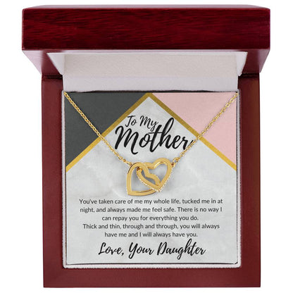 To My Mother - Through Thick And Thin - Necklace Interlocking Hearts Necklace