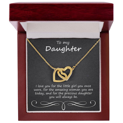 To My Daughter I Love You For The Little Girl You Once Were Interlocking Hearts Necklace