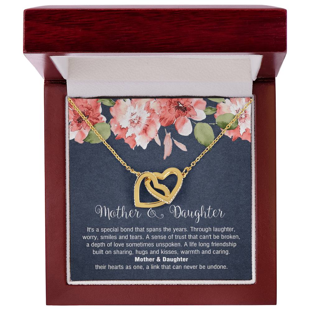 Mother & Daughter - Special Bond That Spans The Years. Interlocking Hearts Necklace
