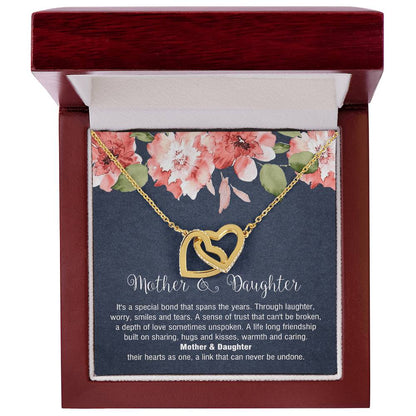 Mother & Daughter - Special Bond That Spans The Years. Interlocking Hearts Necklace