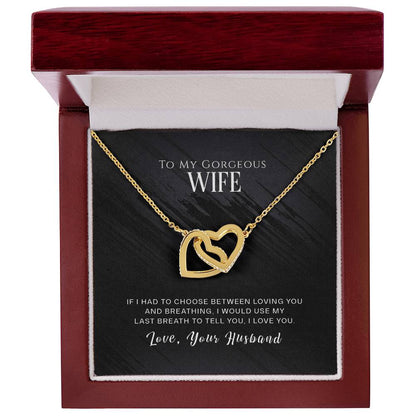 Interlocked Heart Necklace - For Wife Interlocking Hearts Necklace