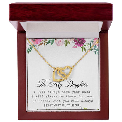 To My Daughter Interlocking Hearts Necklace Message Card