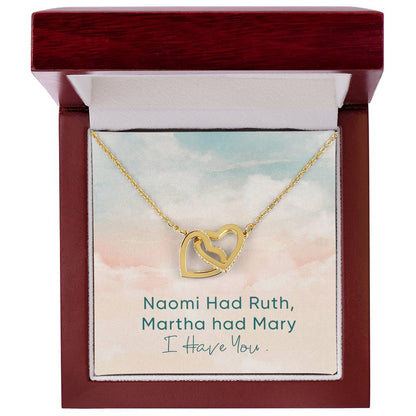 Unbiological Sister Necklace Naomi And Ruth Best Friend Gift Jewelry Interlocking Hearts Necklace