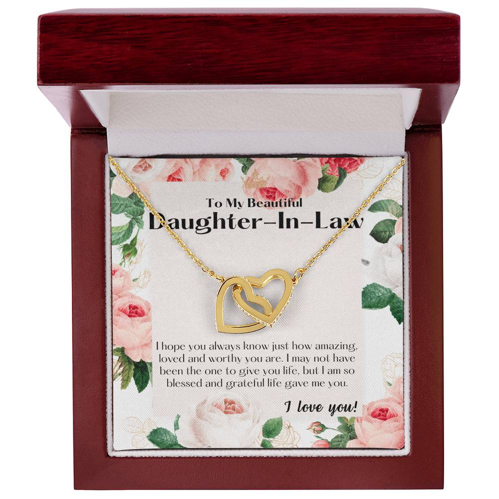 To My Bonus Daughter Bonus Daughter Gift Daughter In Law Gift Daughter In Law Birthday Gift Daugther In Law Interlocking Hearts Necklace