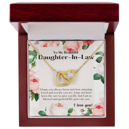 To My Bonus Daughter Bonus Daughter Gift Daughter In Law Gift Daughter In Law Birthday Gift Daugther In Law Interlocking Hearts Necklace