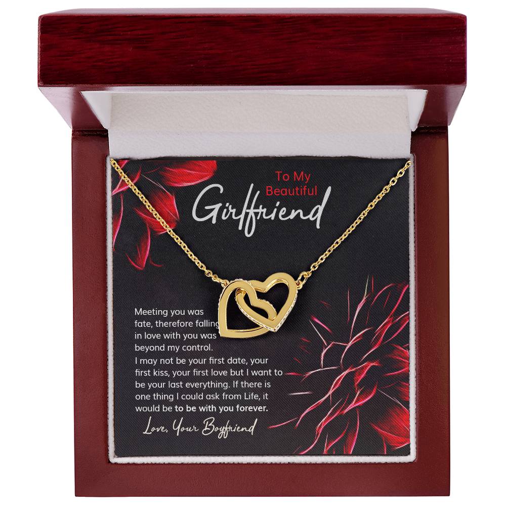 Romantic Necklace Gift With Custom Message Card Interlocking Hearts Necklace