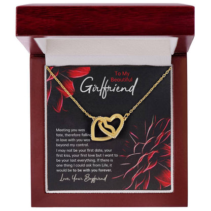 Romantic Necklace Gift With Custom Message Card Interlocking Hearts Necklace